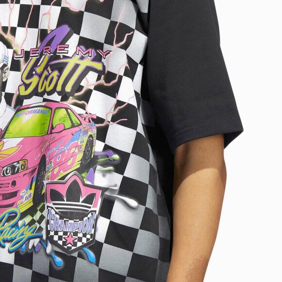 $60 ADIDAS ORIGINALS x JEREMY SCOTT RALLY RACING GRAPHIC SHIRT HG6512 BLACK XS - Picture 5 of 7